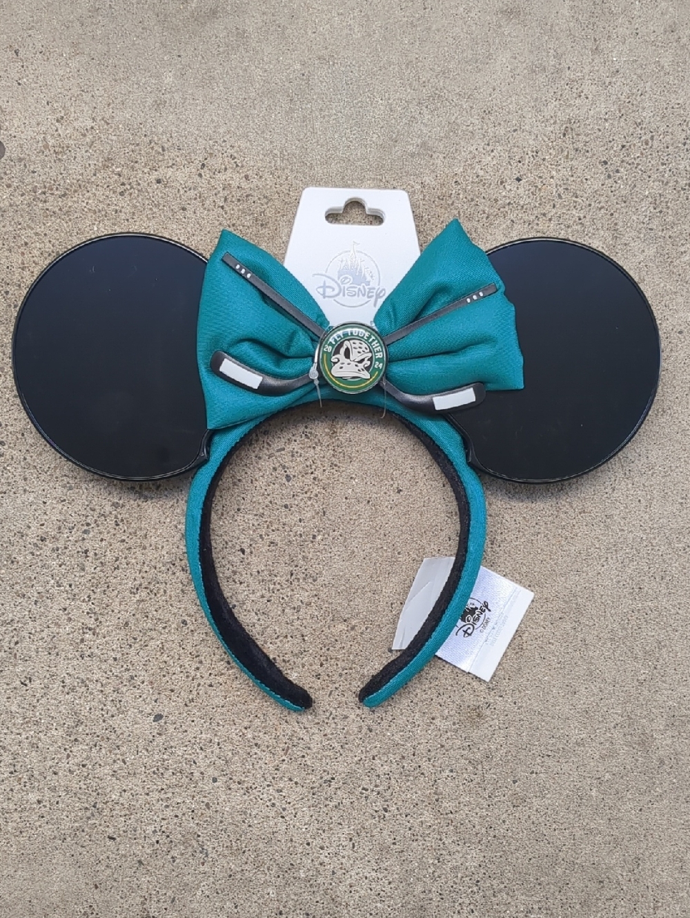 Disney Anaheim Ducks Hockey Teal Bow Minnie Mouse Ear Headband 2024